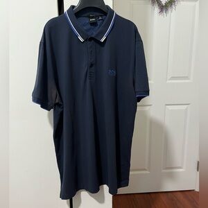 Hugo Boss Navy Polo with White and Blue Trim